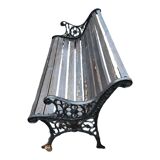 Black 60's cast iron and wood bench