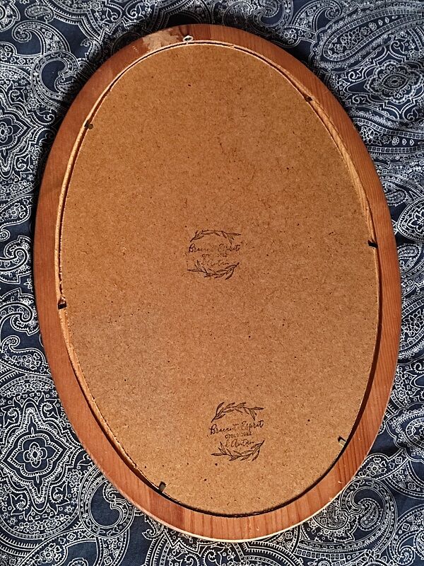 Oval mirror frame wood patinated gilded ice, 49x36 cm