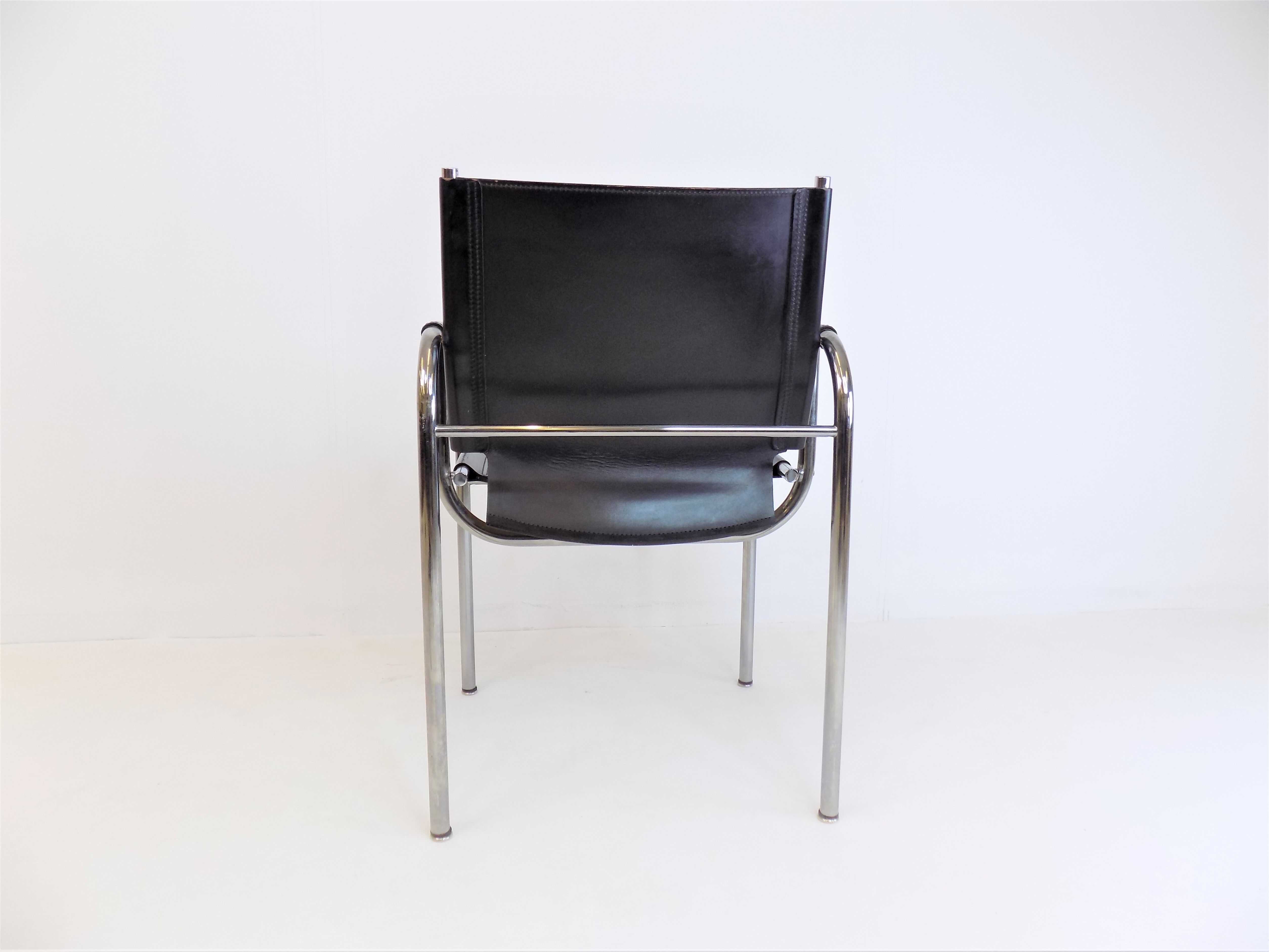 Strässle HE leather lounge chair by Hans Eichenberger