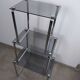 Table gigogne inox et verre fumé
