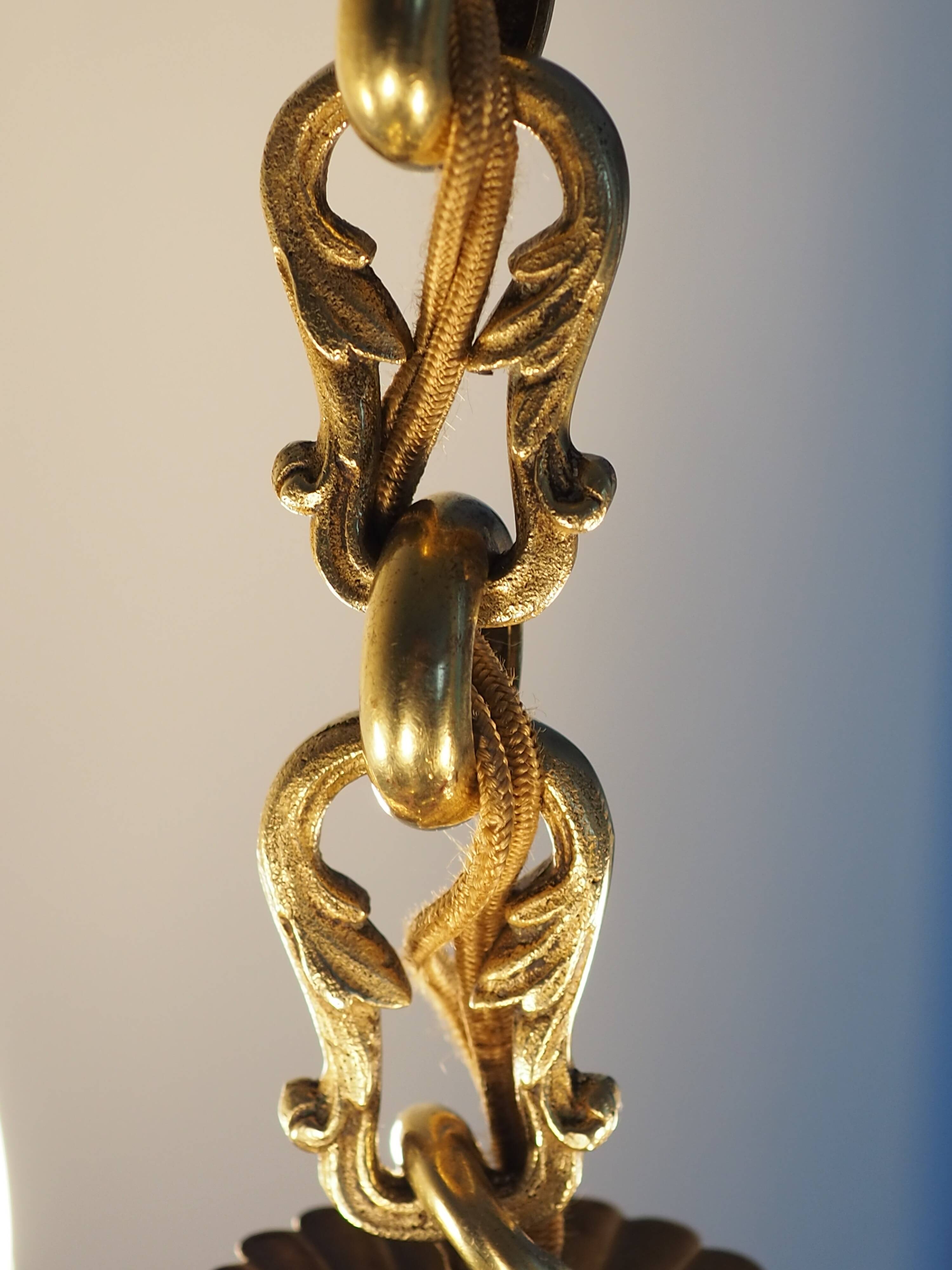 Solid bronze chandelier with crystal pendants and candle holders - Lucien GAU