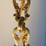 Solid bronze chandelier with crystal pendants and bobeches - Lucien GAU