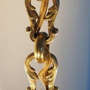 Solid bronze chandelier with crystal pendants and candle holders - Lucien GAU