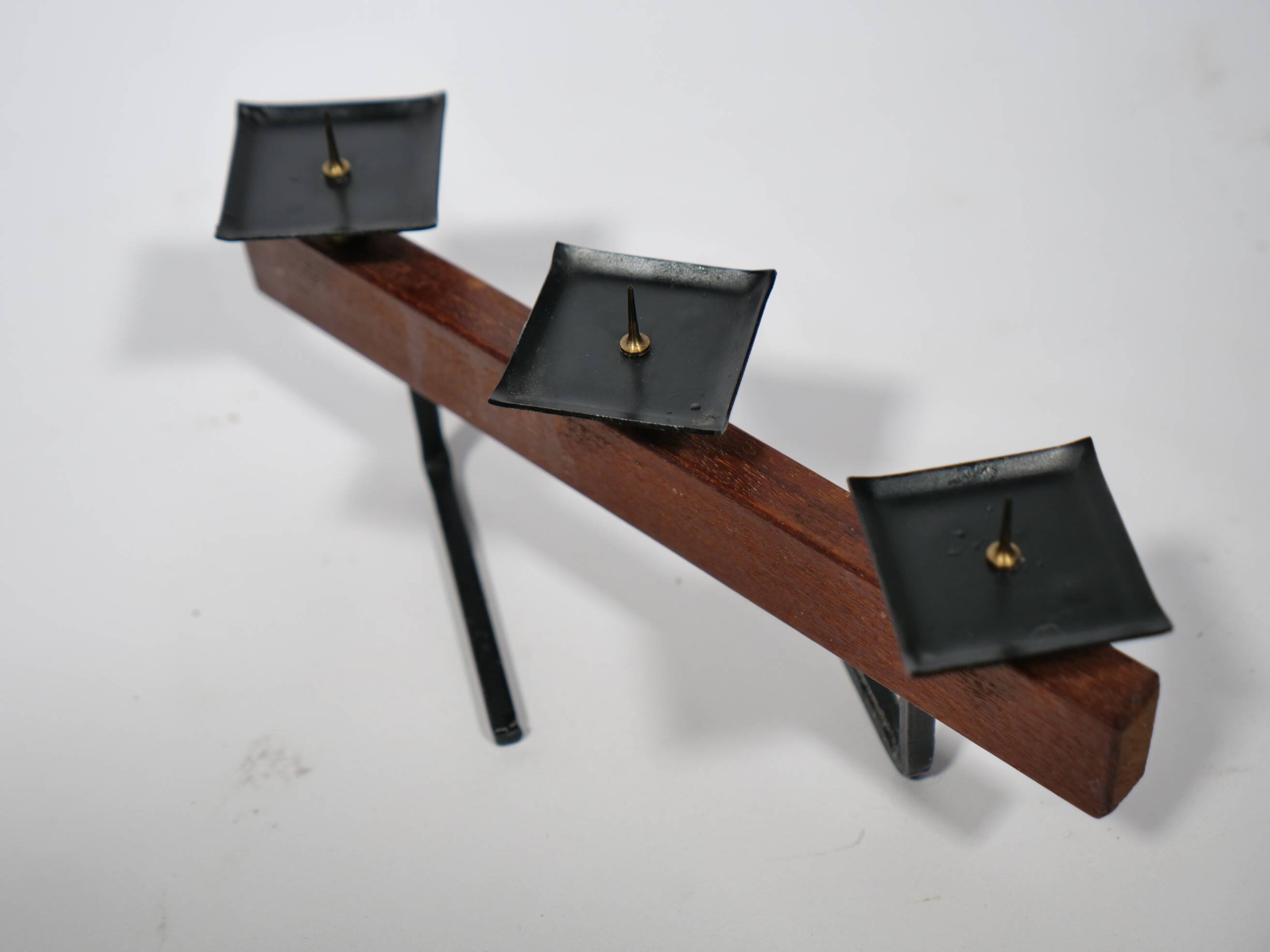 Teak Candle Holder Mid Century 1950s