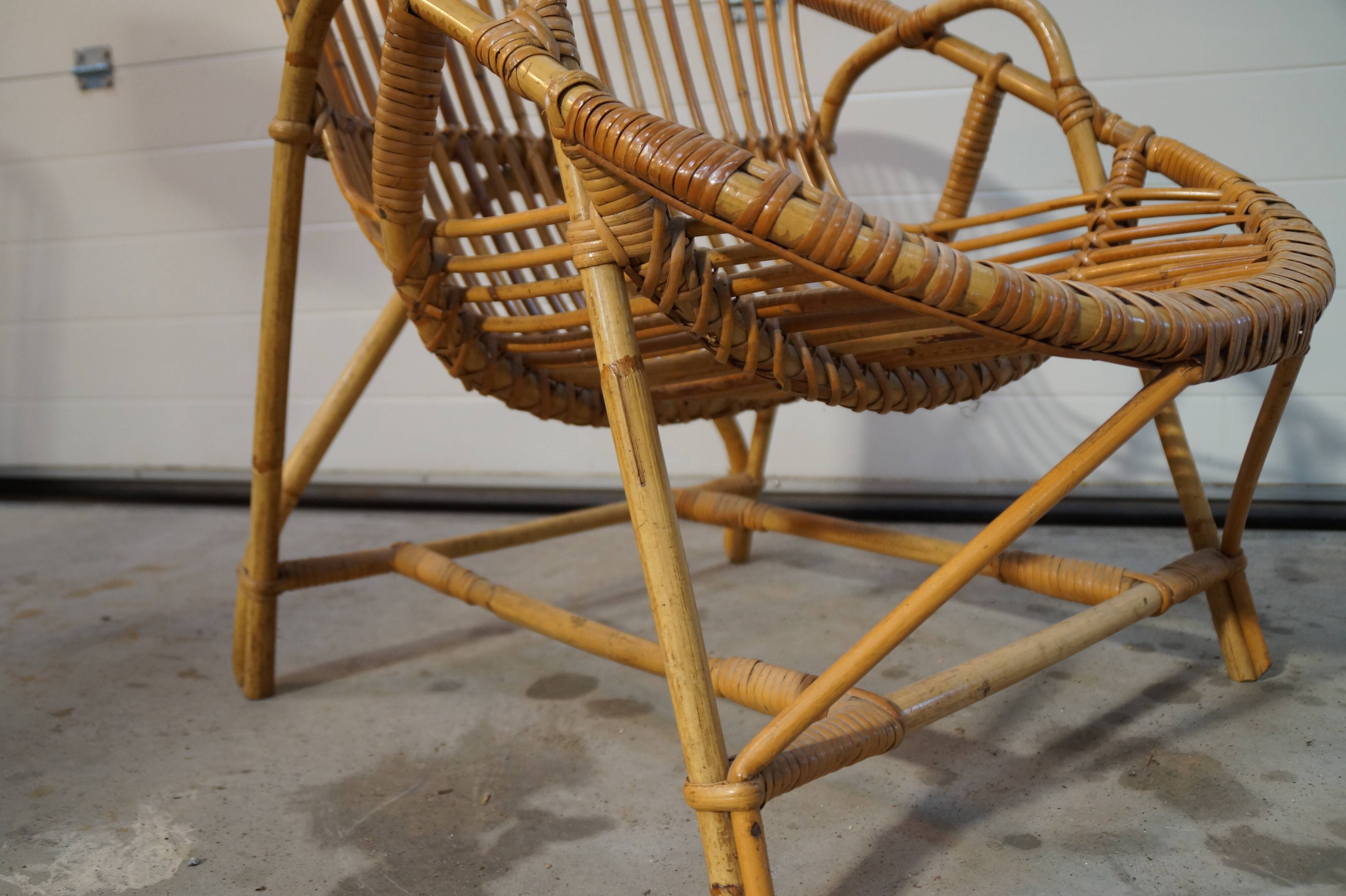 Adult vintage rattan armchair