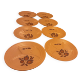 8 Saint Amand faience fondue plates Sologne model