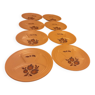 8 Saint Amand faience fondue plates Sologne model