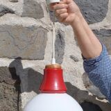 Suspension in opaline and wood