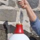 Suspension en opaline et bois