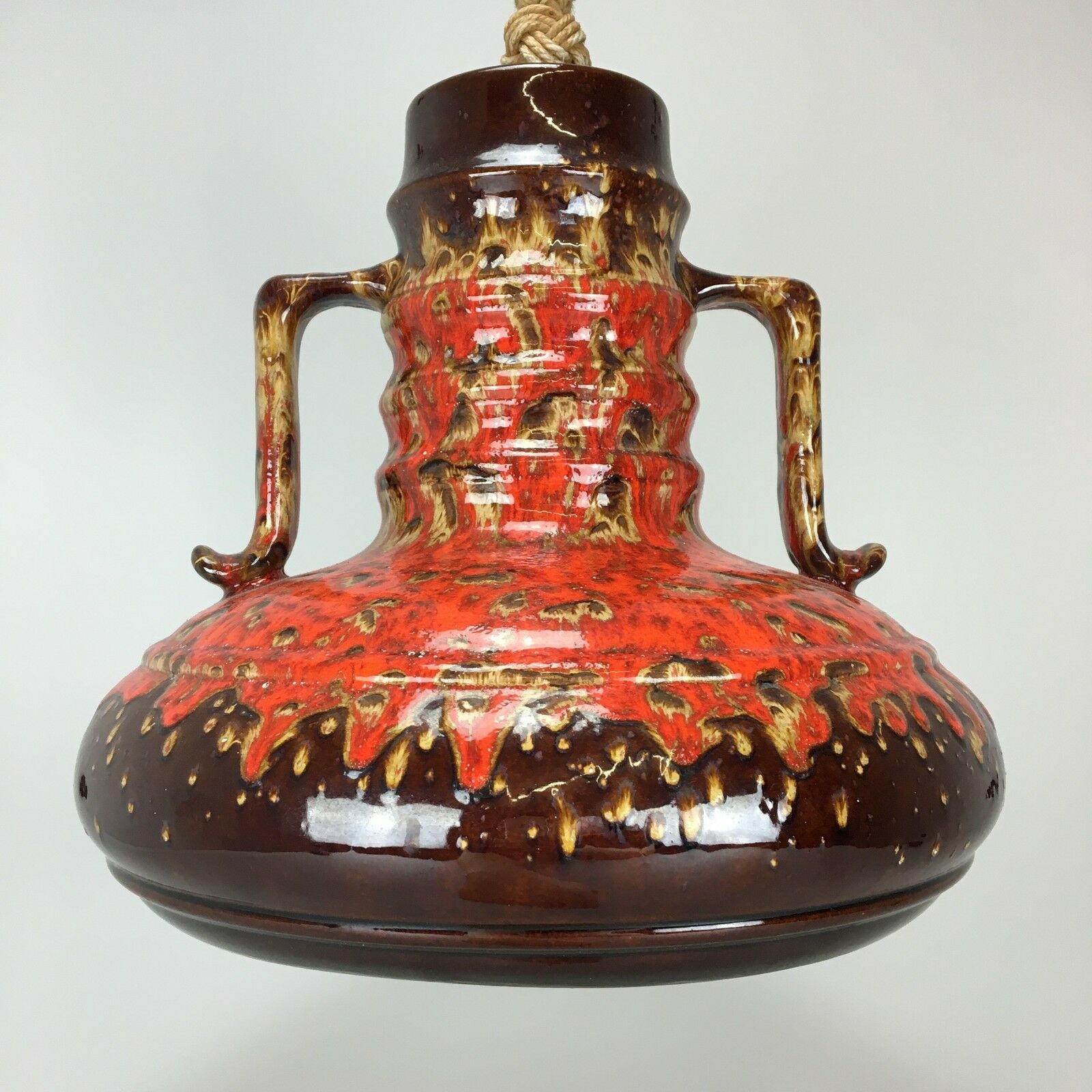 60er 70er Jahre Keramik Ceramic Lamp Lampe Leuchte Hängelampe Space Age Design