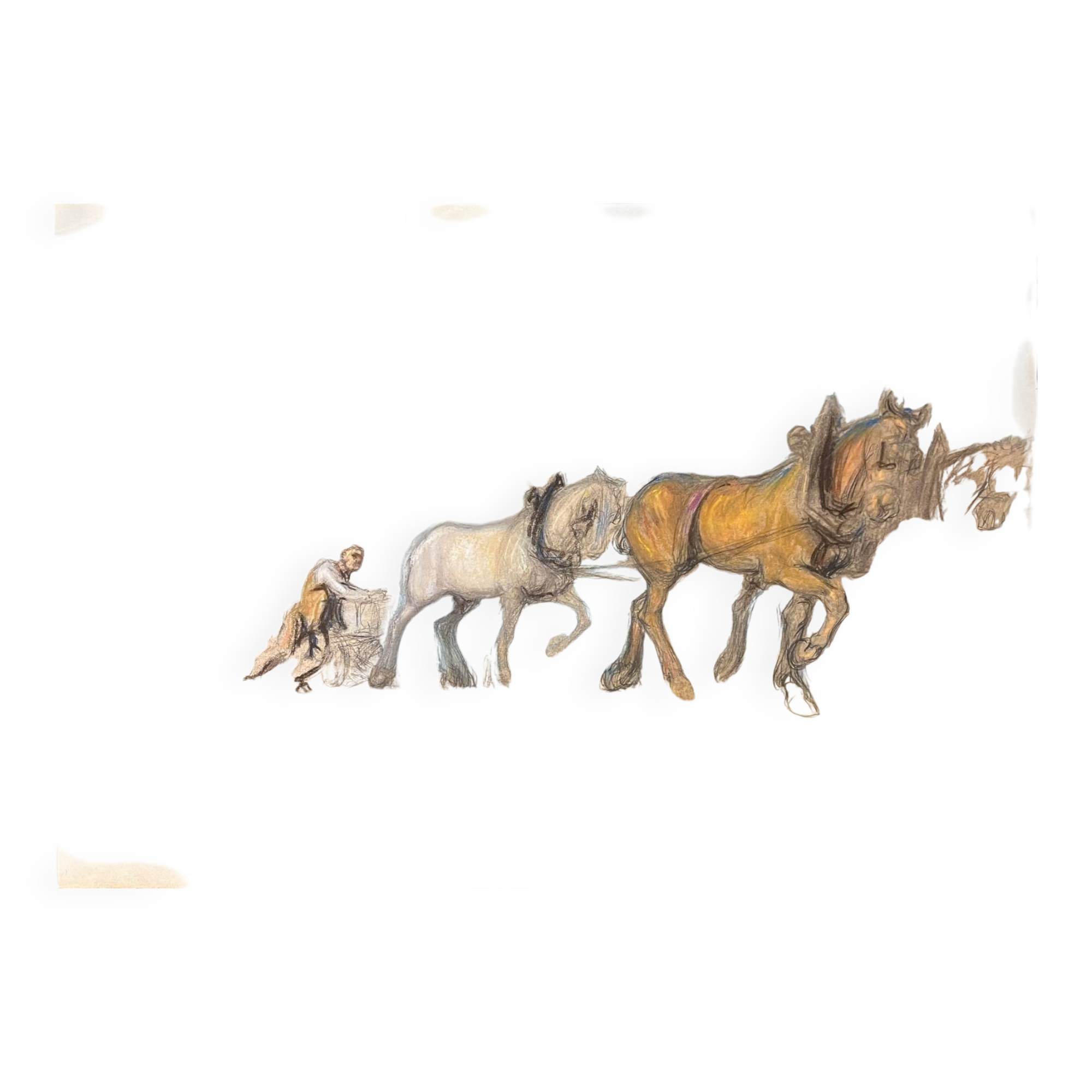 Tableaux étude de laboureur et chevaux Ed. Pannetier (1884-1965)