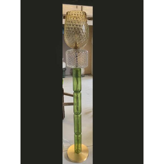 Contemporary Green Murano Glass Floor Lamp