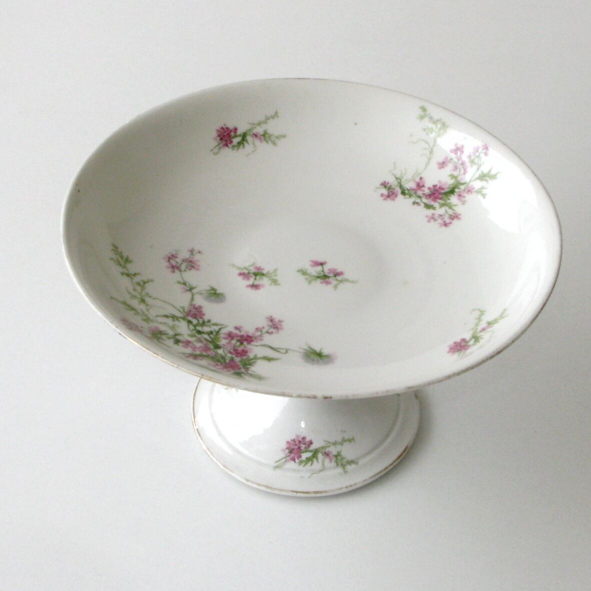 Old fruit cup decorated with pink flowers - limoges bourganeuf