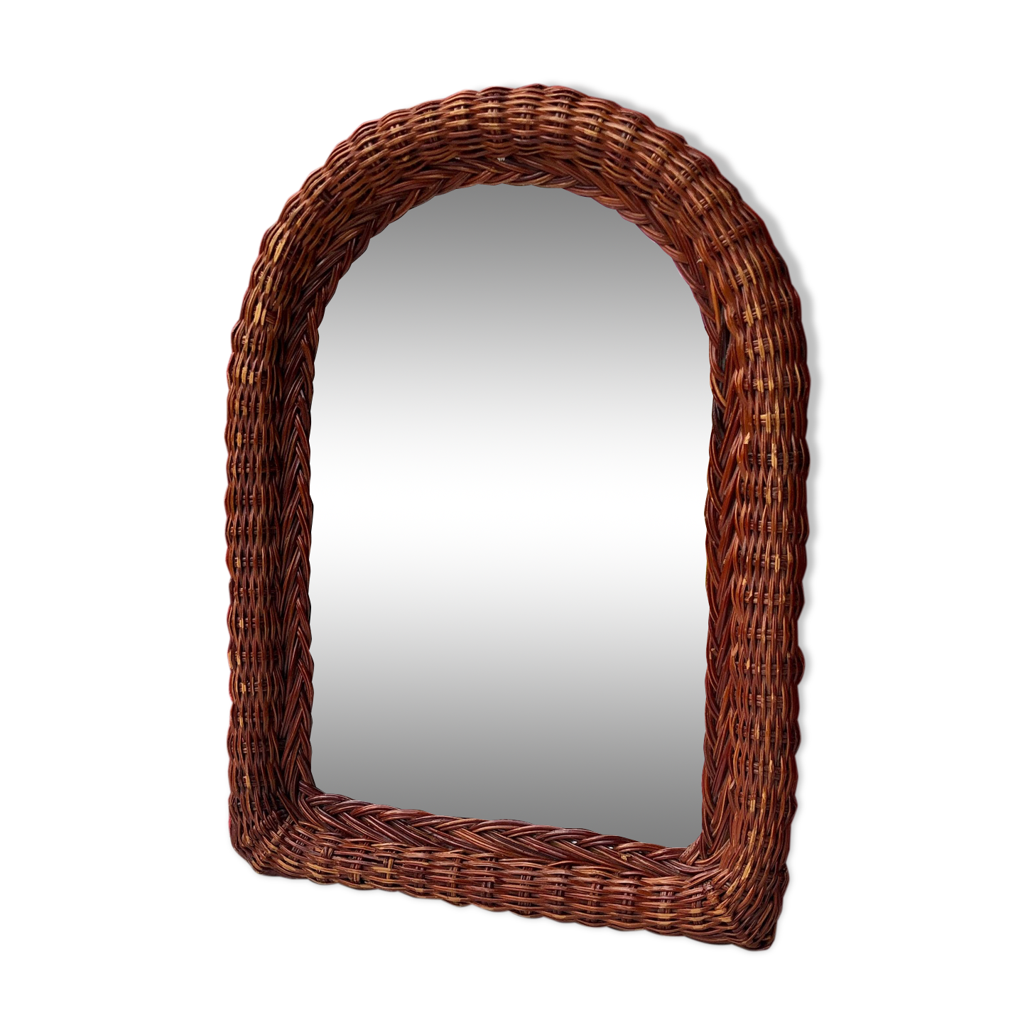Miroir vintage en osier 34x47cm