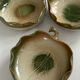 Set of 3 vintage ceramic leaf-shaped dishes, catchalls.