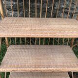 Vintage 60s bamboo rattan standing shelf