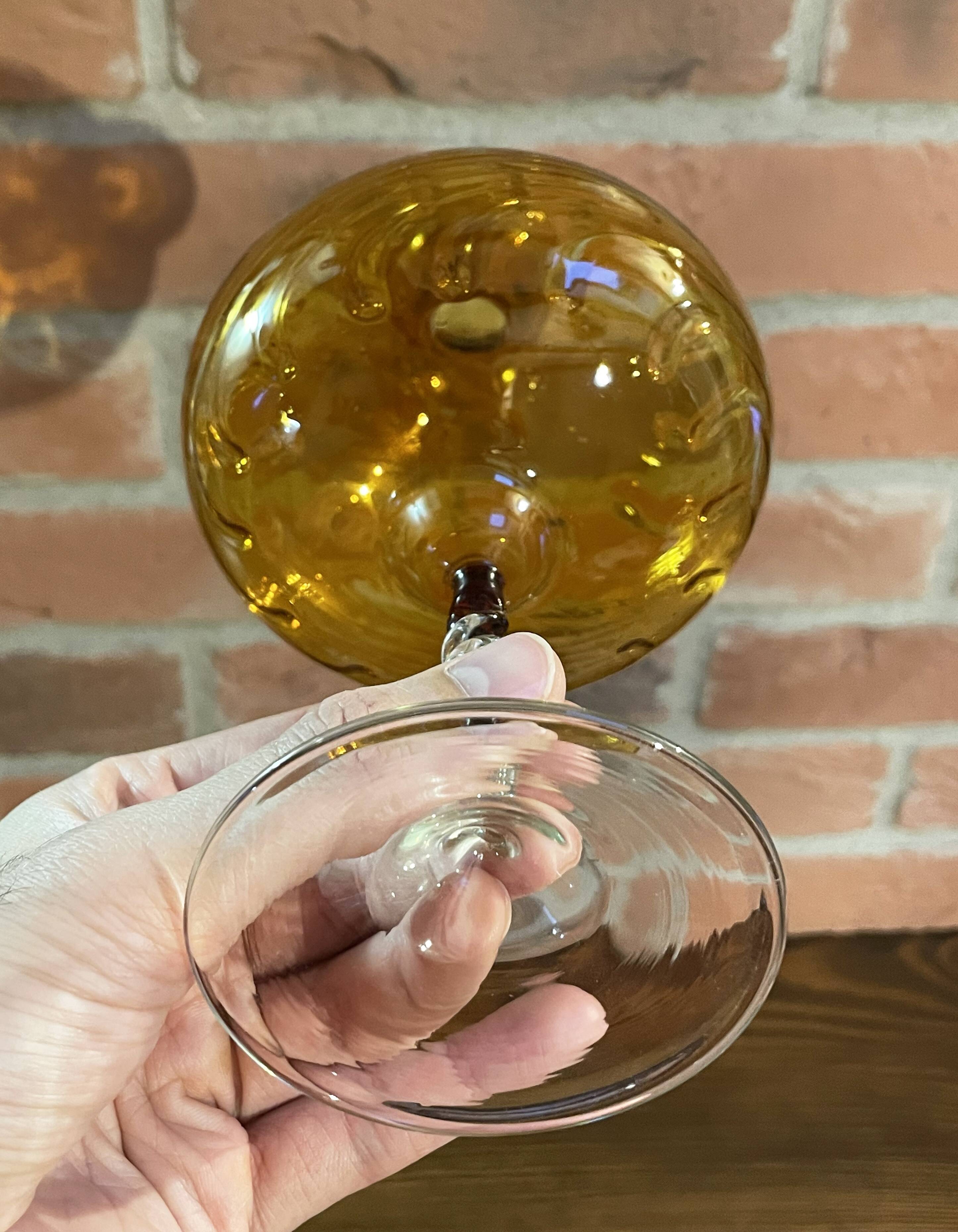 East German GDR Mouth-Blown Amber Art Glass Vase with Swirled Ribbing Texture, Possibly by Lauscha