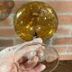 East German GDR Mouth-Blown Amber Art Glass Vase with Swirled Ribbing Texture, Possibly by Lauscha