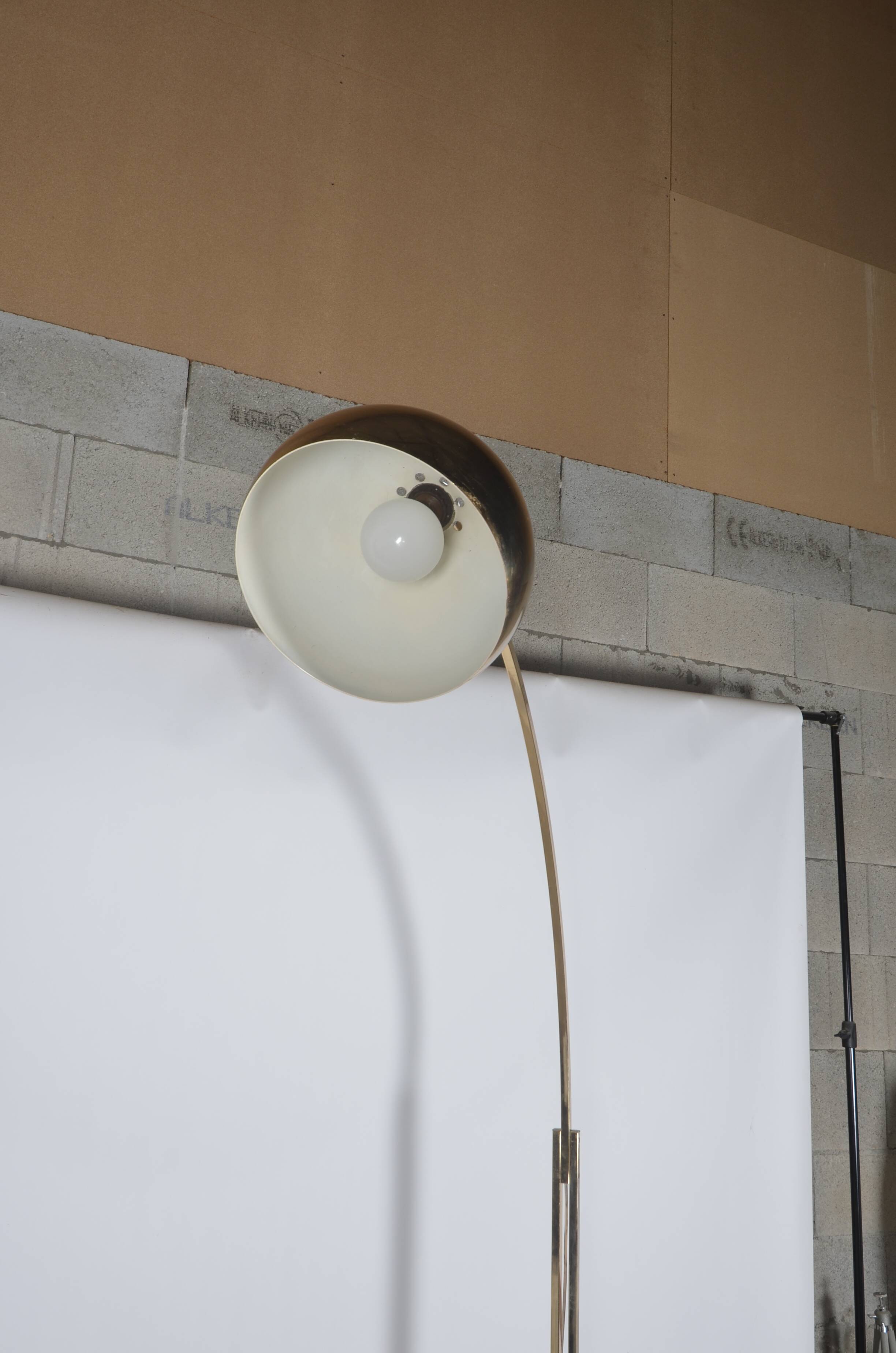 Arc floor lamp, marble feet.