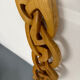 Twisted solid wood sculpture, vintage 1970s design.