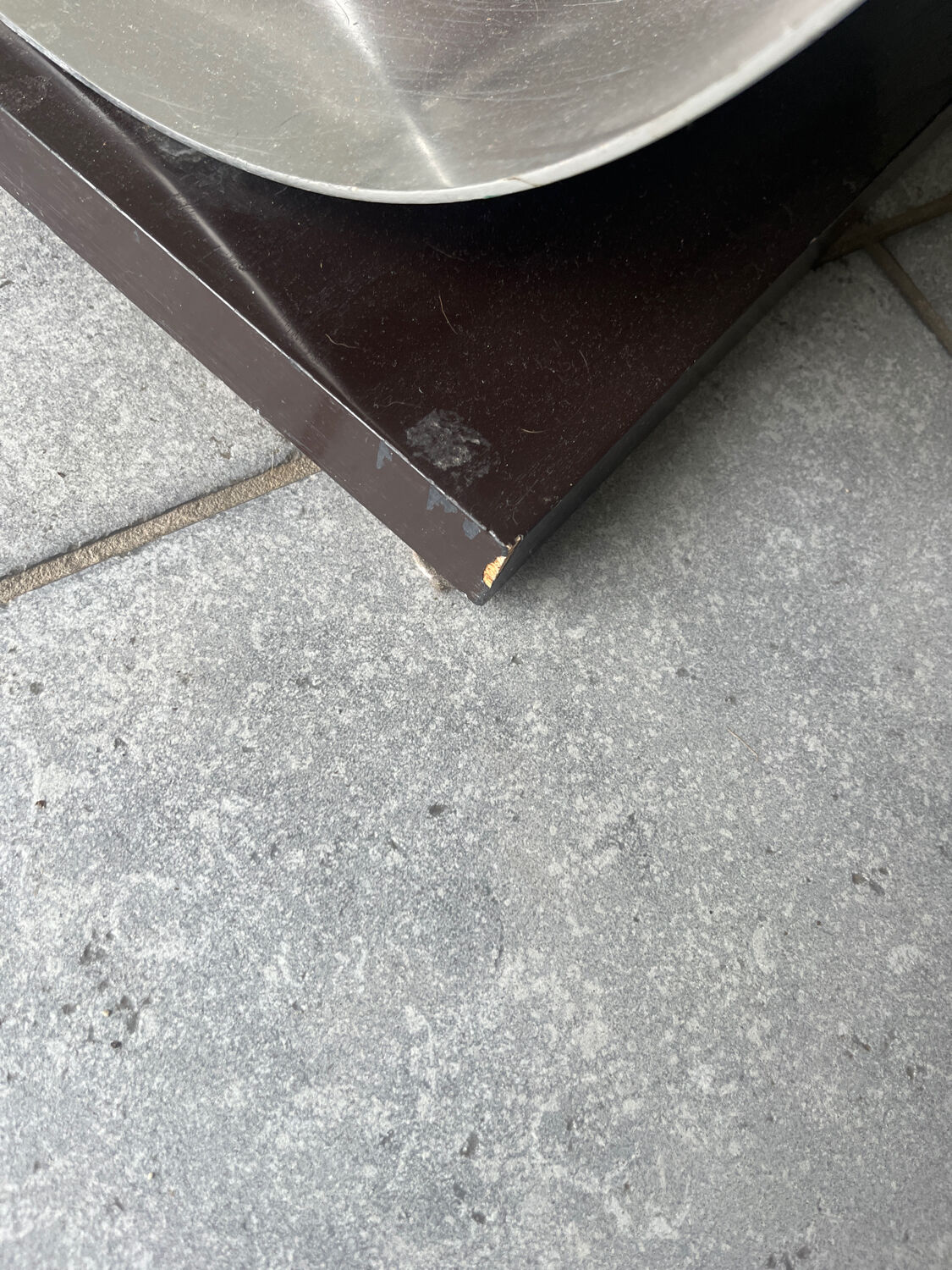 A modernist ebonised and aluminium umbrella stand