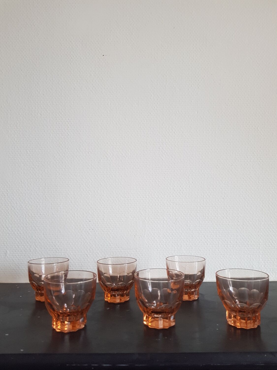 Set of 6 small pink glasses