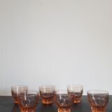 Set of 6 small pink glasses
