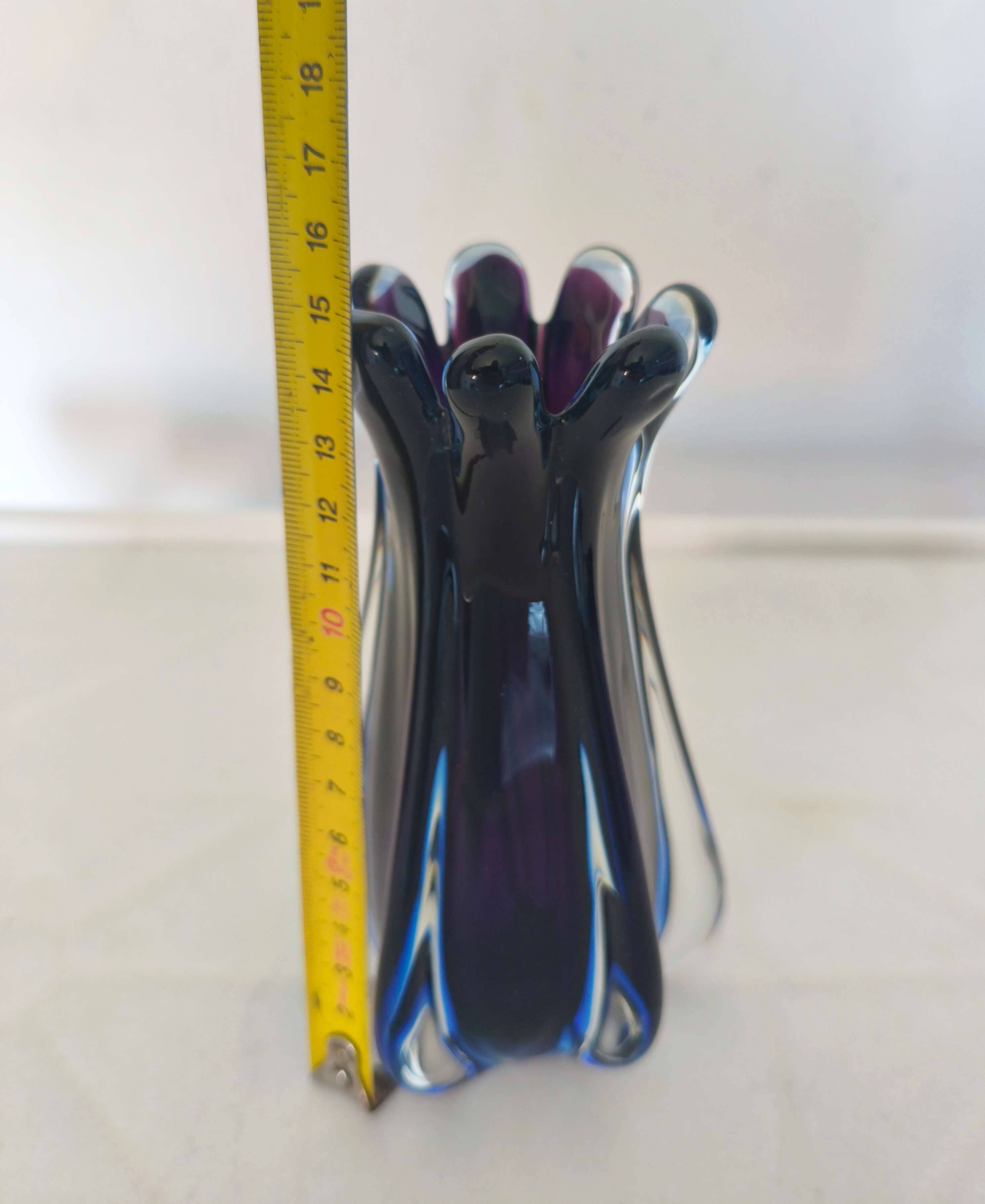 Vintage Sommerso glass vase from Murano in purple and cobalt art glass.