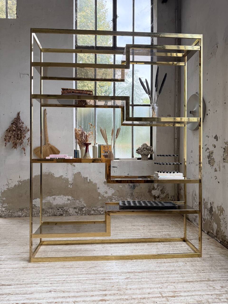 Brass shelf 1970 Belgo Chrom regency