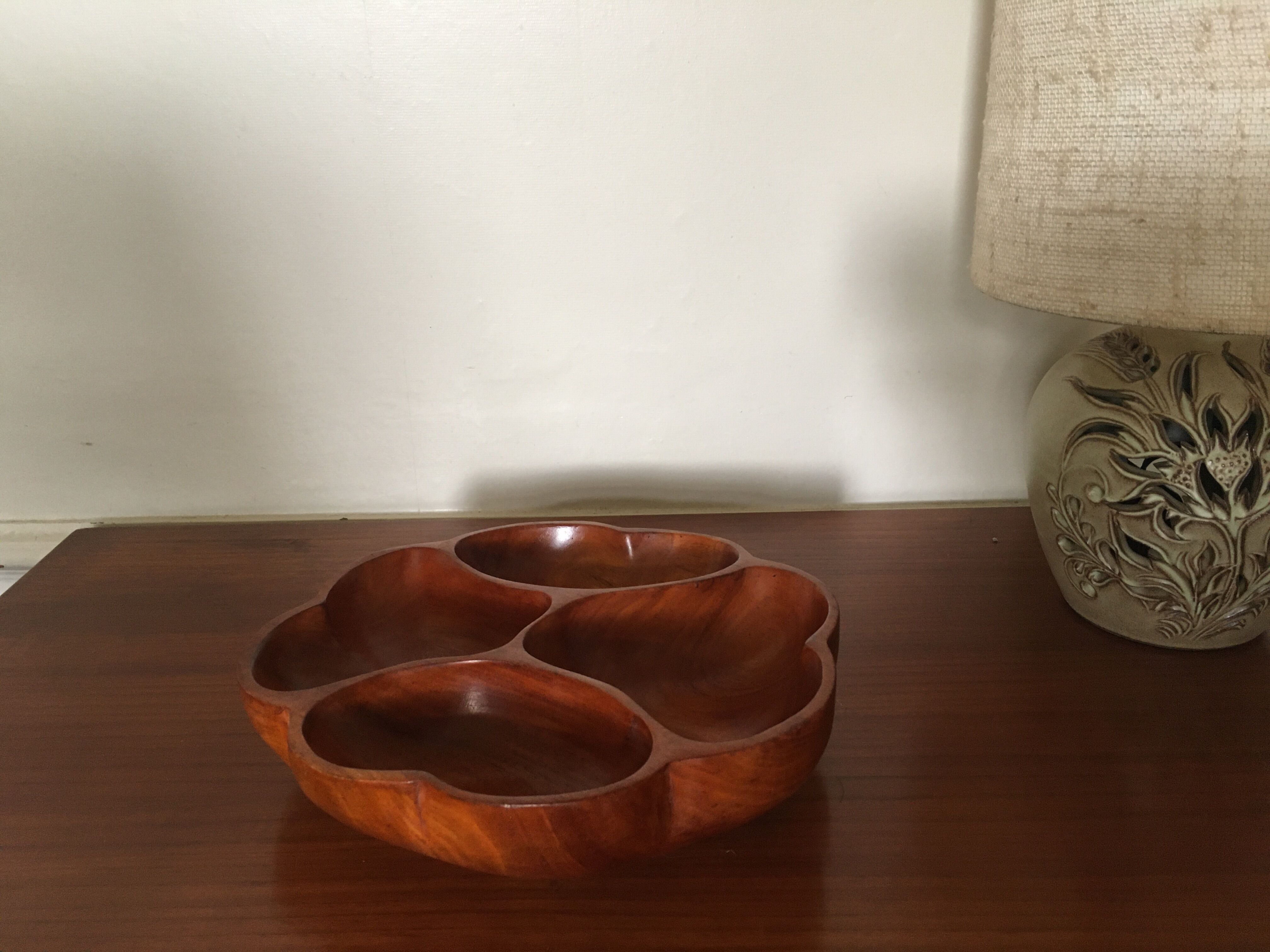 Flower shaped wooden dish
