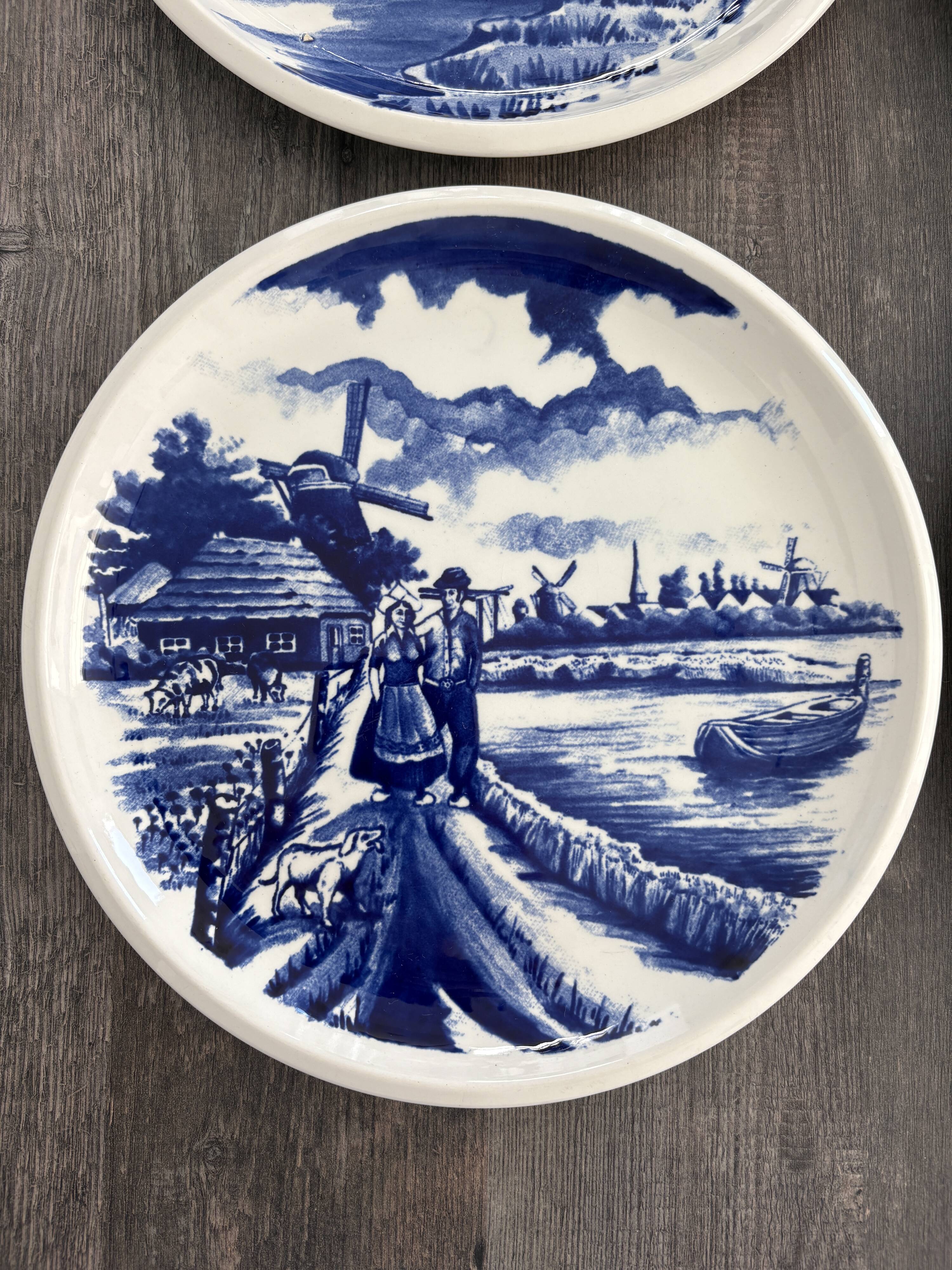4 Delft Boch dinner plates