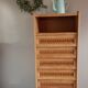 Wood and rattan restored chest of drawers