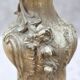 Pair of antique French Art Nouveau bronze vases on a marble base, fireplace decoration, 1800s, Châteaucore cassolettes, unique piece.