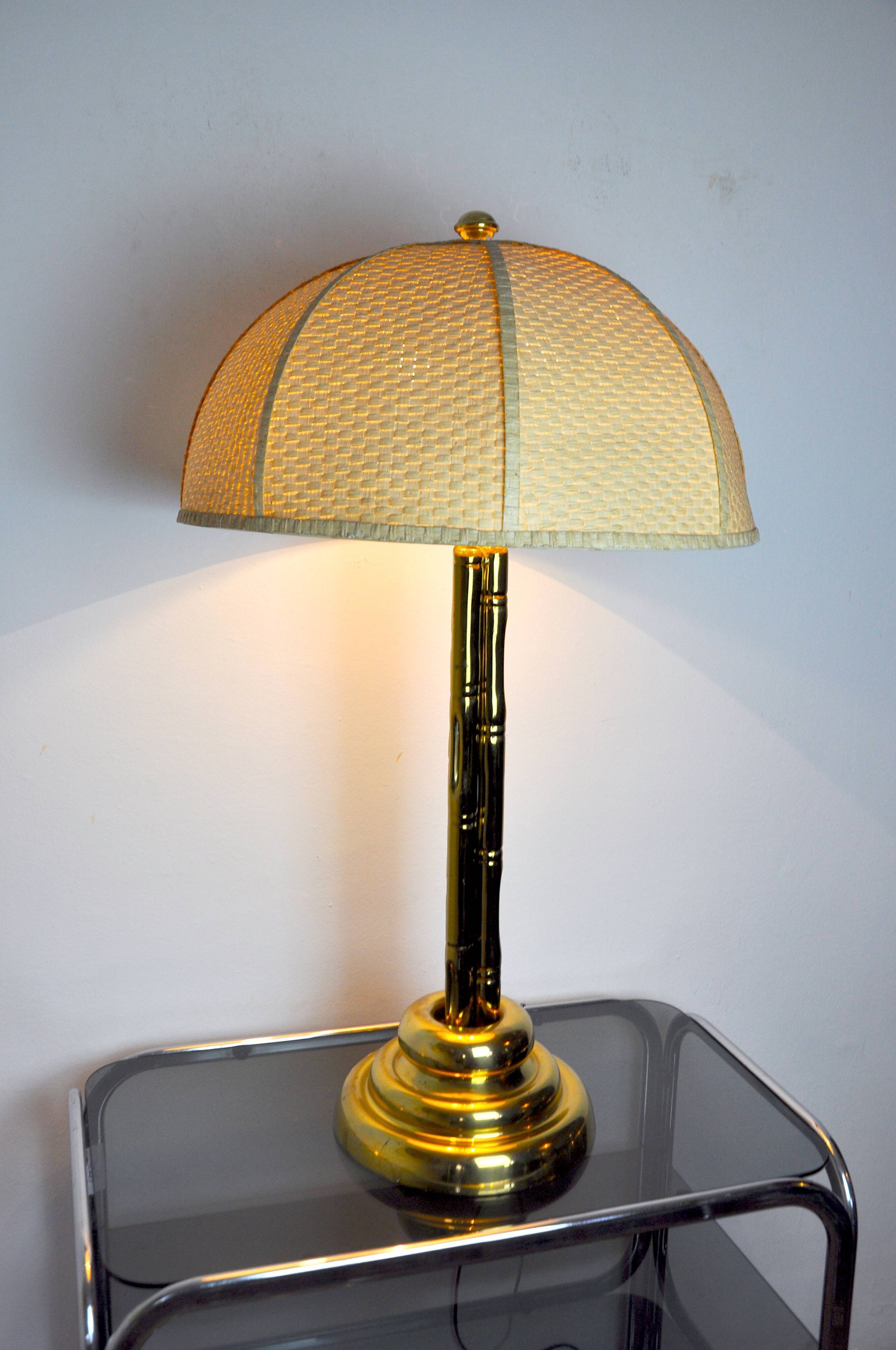 Faux bamboo brass lamp, Regency, France, 1970