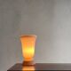 Lampe de table en verre opalin couleur chair | Suède | Années 1960