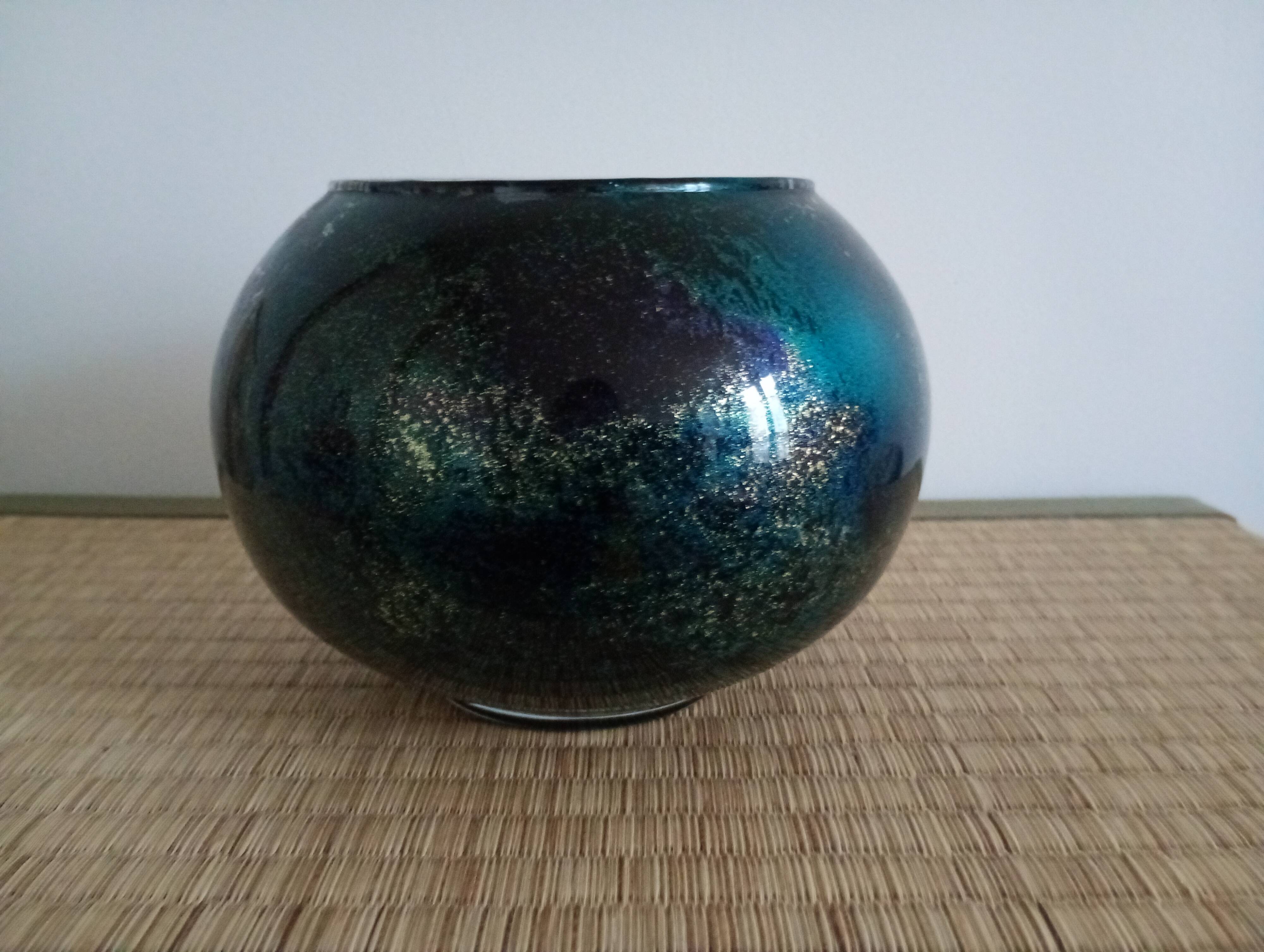 Glossy glass round vase by Jean Noêl Bouillet