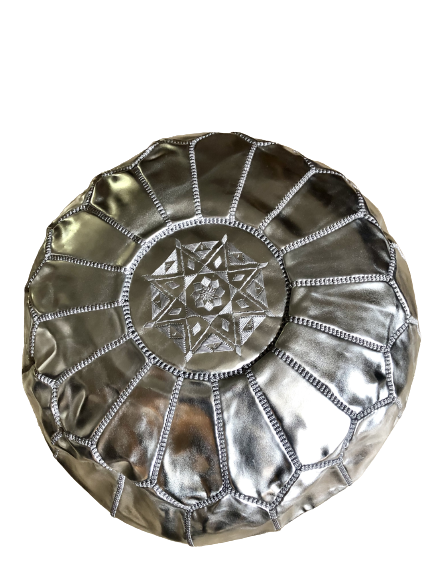 Moroccan Pouf Silver