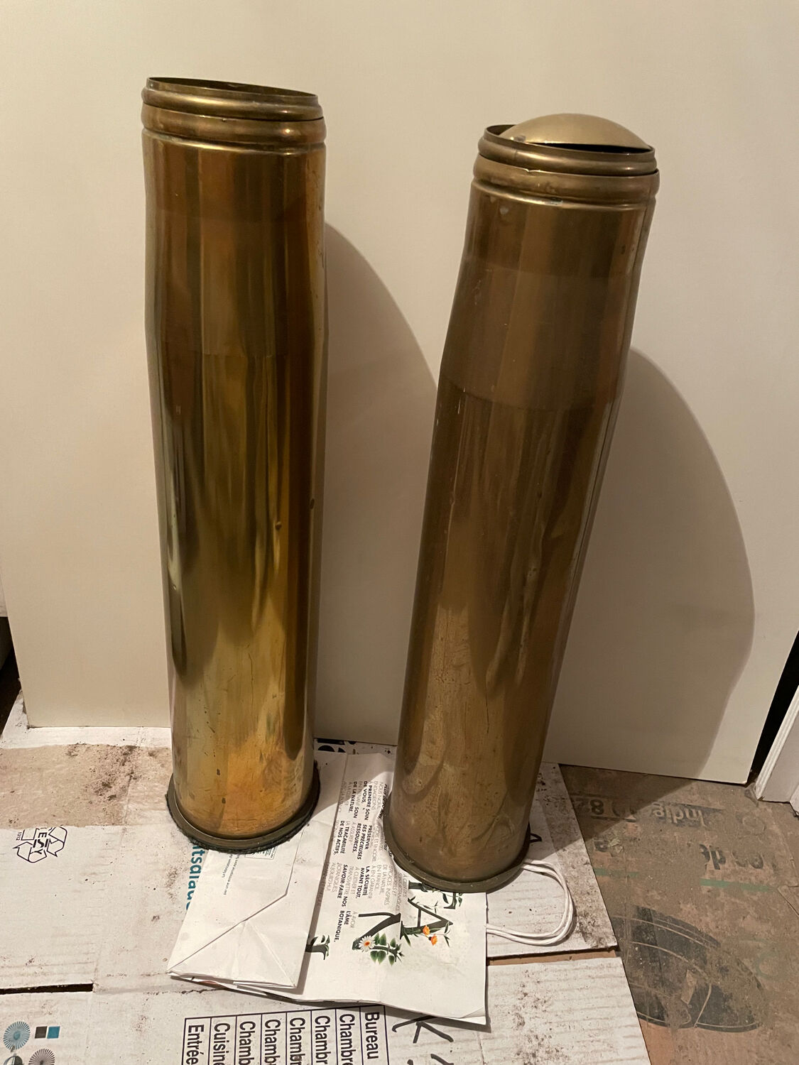 Standing ashtray and vase - brass shell
