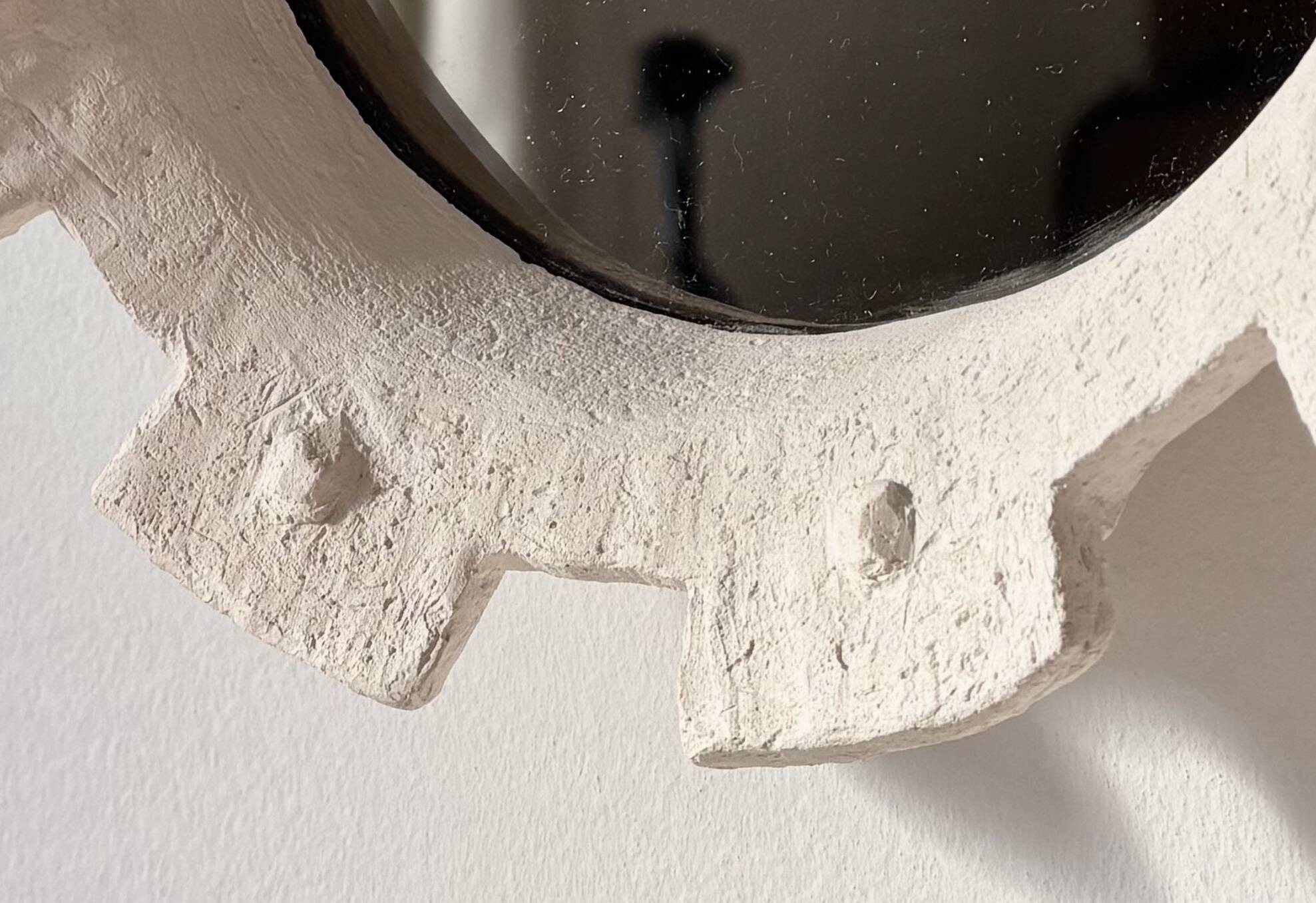 Contemporary French ceramic mirror, "Gioielli" by Renzo Maar.