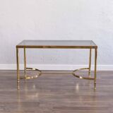 Table basse vintage en laiton fabriquée en France, 1950s