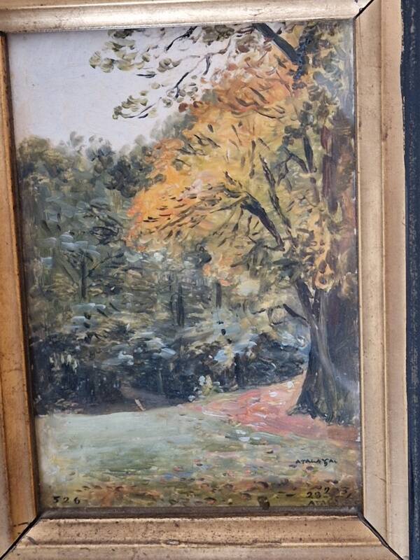 Enrique Atalaya (1851-1914), Spanish painter - Oil on cardboard - Landscape