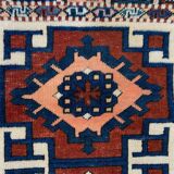 Tapis kazak turc vintage oriental 160x94 cm tribal petit tapis, rouge et bleu