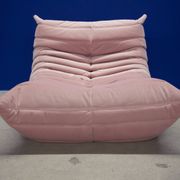 Togo Armchair and Pouf in Pearl Pink  Velvet