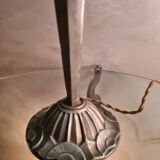 Lampe laiton 1930 art deco globe bleu moulé Clichy