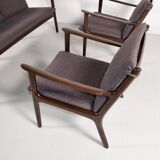 Armchairs and bench pj 112 ole wanscher mahogany 1951 poul jeppessen editor
