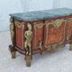Louis XVI style commode in beech, bronze and marble.