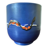 Blue ceramic flowerpot from the 60s