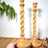 Pair of wooden candle holders