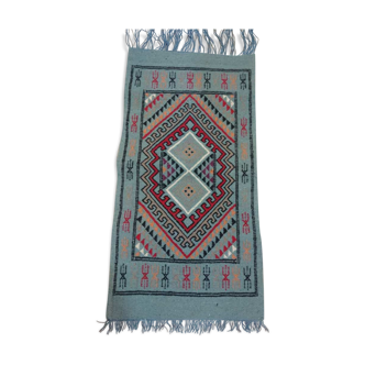 Blue berber kilim in pure wool carpet 54x103cm