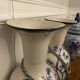 Set of two very large white and blue ceramic vases.